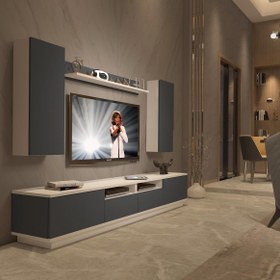 Resim Decoraktiv Trendstyle 5220DS Mdf Tv Ünitesi Tv Sehpası - Beyaz - Antrasit 