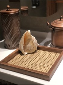 Resim Rattan Hazeran Kare Tepsi Eskitme Model %100 Doğal Hazeran M027 