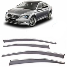 Resim Skoda Superb 2015 Üzeri Için Cam Rüzgarlığı Kromlu 4 Prç. 