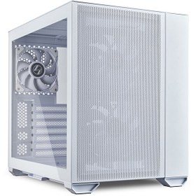 Resim Lian Li O11 Air Mini O11AMW Mesh Temperli Cam Type-C ATX Mini-Tower Beyaz Gaming Bilgisayar Kasası Lian Li