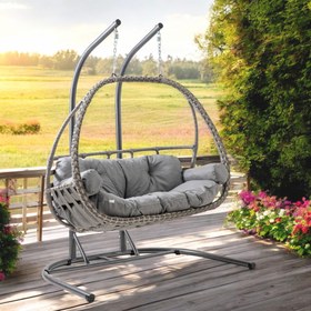 Resim Rehome Malta Çiftli Rattan Bahçe Salıncağı | Gri 
