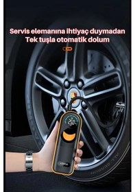 Resim Aimod Airslim Mini Taşınabilir Şarjlı Araba Hava Kompresörü Led Işıklı Oto Araç Lastik Top Şişirme Pompası Kablosuz 