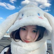 Resim Sanrio için for hello kitty, for Kuromi için Kapüşonlu Atkı, Sanatsal Kulaklar ve Gözler, Rahat Seyahat Seti, Ofis Uykuları, Rahat Sandalyeler ve Açık Hava Maceraları için Uygun, %100 Polyester Malzeme, Makinede Yıkanabilir, Açık Hava Macera Ekipmanı | Anime Temalı Yumuşak Polyester Şal 