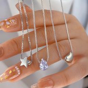 Resim 3 Parça Kadın Moda Kolye Seti, Minimalist Kore Tarzı Kalp ve Yıldız Tasarımlı Sentetik Zirkon Taşlı, Çinko Alaşım, Günlük Kullanım, Randevular, Tatiller, Partiler, Gündelik Giyim İçin İdeal – Halloween, Noel, Sevgililer Günü, Anneler Günü için Değerli Hediye Seçeneği 