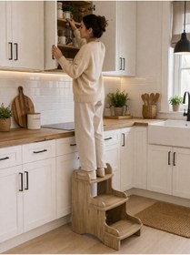 Resim Muall Collection Anne & Çocuk Kullanımına Uygun Montessori Ahşap Basamak - Mutfak Yardımcı Öğrenme Kulesi - (MDF) 