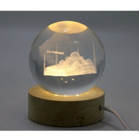Resim 3d Kristal Cam Küre Ahşap Soketli İstanbul Temalı Led Lamba Aalk2574 