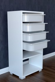 Resim Remaks Çok Amaçlı 4 Sepetli Beyaz Oyuncak Dolabı 