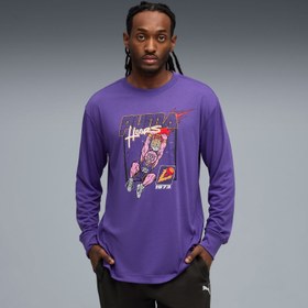 Resim Puma Hoopstel Ls Erkek Mor Basketbol T-Shirt 