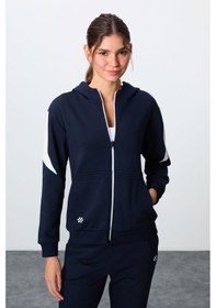 Resim Tommy Life İndigo Kompakt Pamuklu Kalın Pürüzsüz Dokulu Kapüşonlu Oversize Fit Kadın Eşofman Takım - 95343 Indıgo 