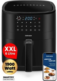 Resim Smartfry Dijital Dokunmatik 10 Ön Ayarlı 6 Litre Airfryer Yağsız Kızartma Sıcak Hava Fritöz 