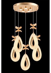 Resim İstanbul Avize Hera 5'li Gold Kumandalı 3 Renk Ledli Modern Led Avize 