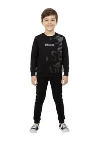 Resim Baglan Erkek Çocuk Önü Baskılı Sweatshirt Bgl-st05245 Siyah 