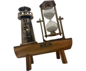 Resim Datatek Hediyelik Eşya Retro Ahşap Deniz Feneri Kum Saati Biblo 