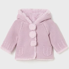 Resim Mayoral Kışlık Kız Bebek Örme Kürklü Hırka Ceket Pembe - Pembe / 2-4 Ay 