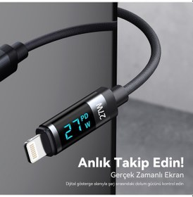 Resim Bix BX06CL Type-C To Lightning 27 W Led Ekranlı Şarj Data Kablosu 