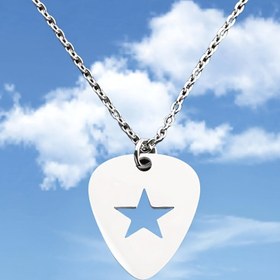 Resim Paslanmaz Çelik Gitar Piyano Plektrum Yıldız Kolye, Suteyi Parti ve Günlük Moda Aksesuarı 
