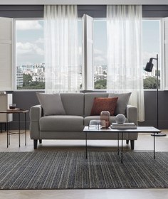 Resim Enza Home Astera 2'li Koltuk, Keten Dokulu - Açık Gri 