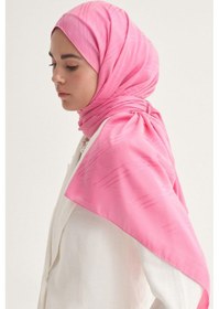 Resim Carell Simetrik Jakar İtalyan İpekli Şal Koyu Pembe Çok Renkli 