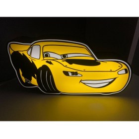 Resim Devotech Şimşek Mcqueen Araba Led Işıklı Lightbox Masa Lambası Sarı 