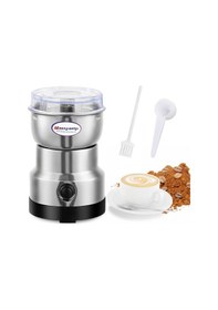 Resim Mini Baharat Kahve Öğütücü Elektrikli 10s Hızlı Öğütücü Çok İşlevli Parçalama Makinesi Kuru Tahıl Değirmeni Baharat Tohumları Pirinç Çekirdeği Çeşniler İçin Gümüş, 110v Siyah 