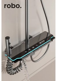 Resim Robo A80015 Yeni Nesil Ambiyans Işıklı Led Göstergeli Dijital Duş Sistemi Gri 