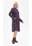 Resim Uzun Kol Sudenaz Pazen Kısa Elbise Çiçek Desen Lacivert Lcvt 