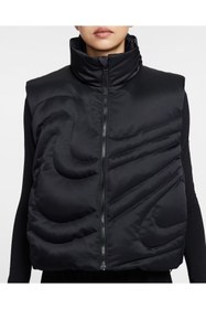 Resim Nike Sportswear Swoosh Series Oversized Full Zip Down Vest Bol Kalıp Siyah Kadın Şişme Yelek 