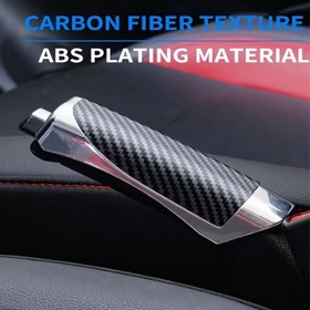 Resim Araba El Freni Kılıfı El Freni Tutma Koruyucu Kılıf Ahşap Desenli Karbon Fiber Dekorasyon Park Freni Dekoratif Kabuk İç Aksesuarlar 