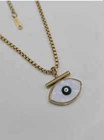 Resim Sedefli Göz Nazar Boncuğu Çelik Kolye 