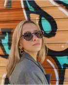 Resim LOOKUP NEW Anastasia Unisex Oval Metal Leopar Çerçeve Siyah Mat Cam Uv400 Güneş Gözlüğü 