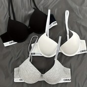 Resim 3 adet Harf Baskılı Push Up Sütyen, Rahat ve Nefes Alabilen İç Giyim Sütyeni, Kadınların İç Çamaşırı ve Lingerie 