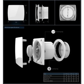 Resim Venteurope Joy BD100 (105M³/H) Plastik Banyo&tuvalet Aspiratörü Banyo Fanı (Klapeli) 
