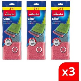 Resim Vileda 3 Paket 3 Lü Power Inox Colors Çelik Bulaşık Sünger 