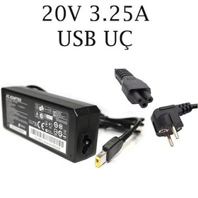 Resim Koodmax Lenovo Uyumlu Ideapad Z510 20287,80A3 20V 3.25A Adaptör Usb Kare Uç 