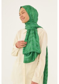 Resim Mirsoy Scarf Kazayağı Desen Parlak Jakar Şal - Benetton Yeşili Benetton Yeşili 