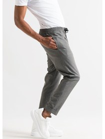 Resim Slimfit Kapamasız Çizgili Beli Lastikli İplikli Duble Ve Dar Paça Erkek Jogger Pantolon 001 