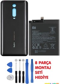 Resim Genos Xiaomi Mi 9t/redmi K20/k20 Pro Arka Batarya Pil Kapağı Cam Siyah + Batarya Pil Bp41 + Montaj Set 