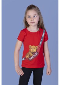 Resim Toontoy Kids Toontoy Kız Çocuk Çanta Baskılı Tişört Kırmızı 