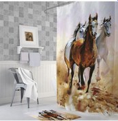 Resim Zethome Tropik Horses Banyo Duş Perdesi Tek Kanat 1X180X200 