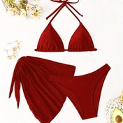 Resim Yeni Yaz Kadın Modası Bikini Seti, Üç Parça Takım, Yüksek Esneklikli Kumaş, Plaj Gezileri İçin Mükemmel. 