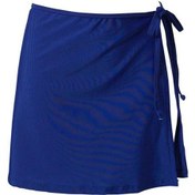 Resim Mavi Kadın Yaz Düz Renk Şifon Plaj Etek Mayo Mayo Wrap Bikini Kısa Etek Mavi 