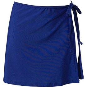 Resim Mavi Kadın Yaz Düz Renk Şifon Plaj Etek Mayo Mayo Wrap Bikini Kısa Etek Mavi 