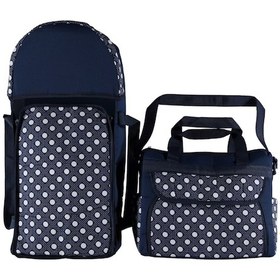 Resim ŞMTSTYLE Bebek Bakım Çantası ve Portbebe, Lacivert Puantiyeli İkili Taşıma Seti 