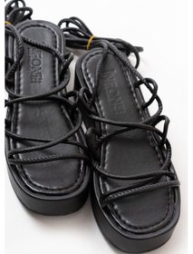 Resim 861-1021 Siyah Dolgu Kadın Sandalet Altın - Taba 