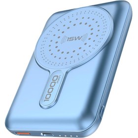 Resim Promate PowerMag-10Pro 15W MagSafe 10000mAh Kablosuz Taşınabilir Hızlı Şarj Cihazı Powerbank Mavi 