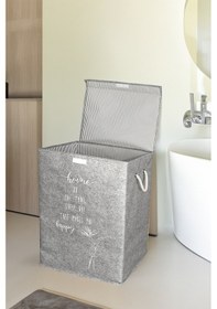 Resim Meleni Home Keçe Kapaklı Kirli Çamaşır Sepeti - Çok Amaçlı Saklama Kutusu Mega Hurç Gri Diğer 