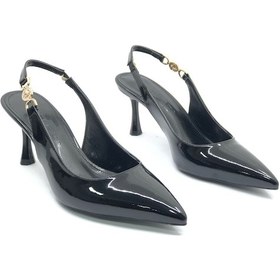 Resim Kids Club Shoes Feles Yan Toka Detaylı Arkası Açık Stiletto Kadın Topuklu Ayakkabı SİYAH 