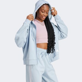 Resim adidas Future Icons 3-Stripes Full-Zip Kapüşonlu Kadın Mavi Eşofman Üstü 