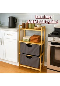 Resim Porsima Pbt-714 Ahşap Bambu Banyo Mutfak Organizeri 3 Raflı Çok Amaçlı Banyo Mutfak Düzenleyici Organizer Banyo Mutfak Dolabı Sebzelik Organizeri Bambu 