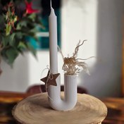 Resim Şık U-Şekilli Silikon Mum Tutucu Kalıbı - DIY Vazo ve Çiçek Düzenleme El Sanatları | Ev Dekoru, Mum Tutucu El Sanatları için Çok Yönlü Reçine/Alçı Dekoratif Parça Kalıbı | Minimalist Tasarım | Silikon Kalıp 